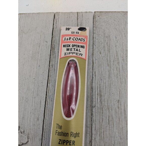 Vintage J&P Coats Neck Opening Metal Zipper 20" Red 128 - Picture 2 of 4